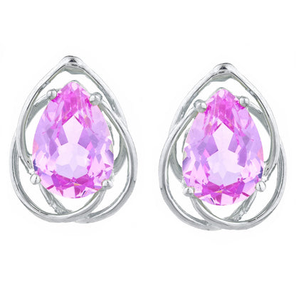 14Kt Gold 4 Ct Pink Sapphire Pear Teardrop Design Stud Earrings