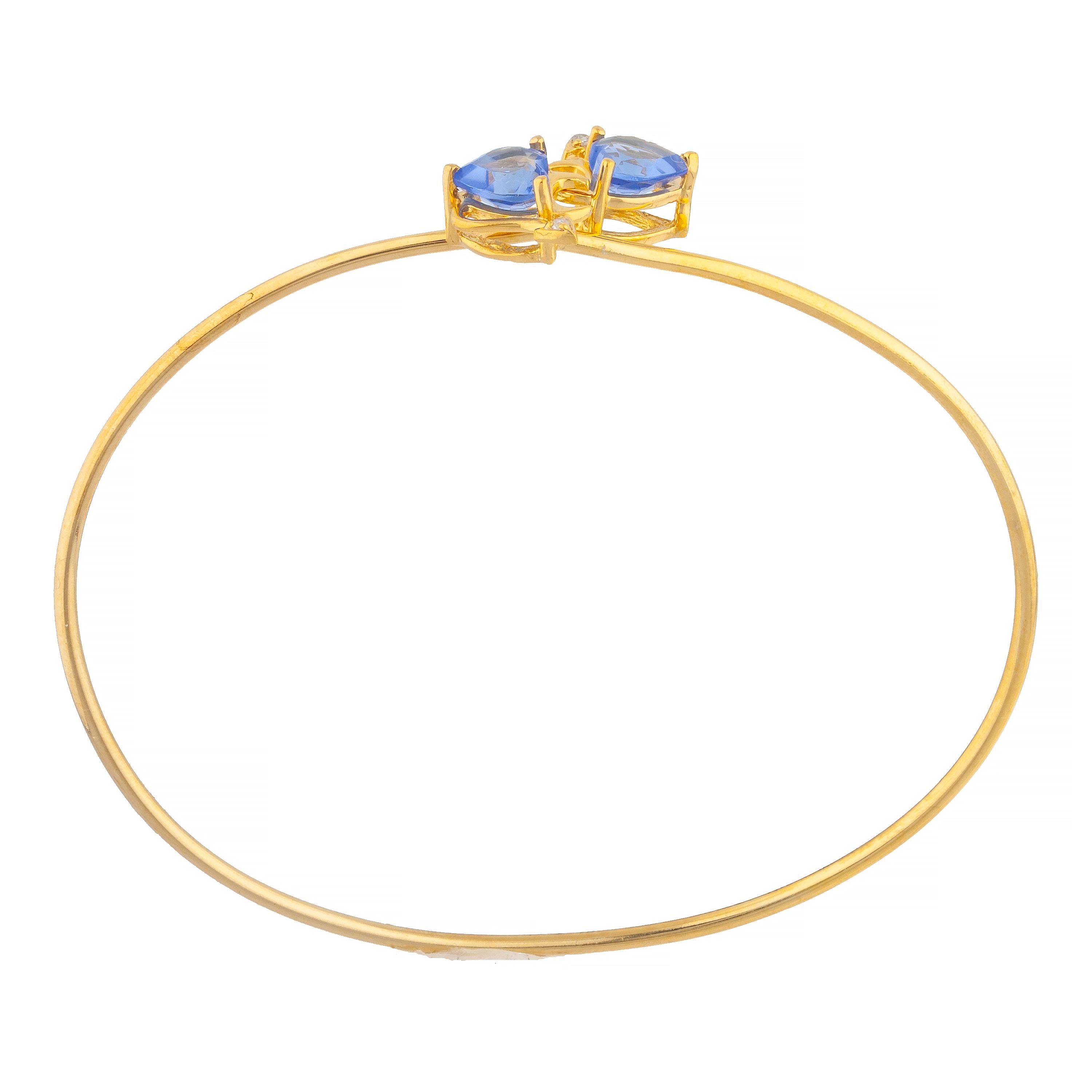 Tanzanite & Diamond Devil Heart Bangle Bracelet 14Kt Yellow Gold Rose Gold Silver