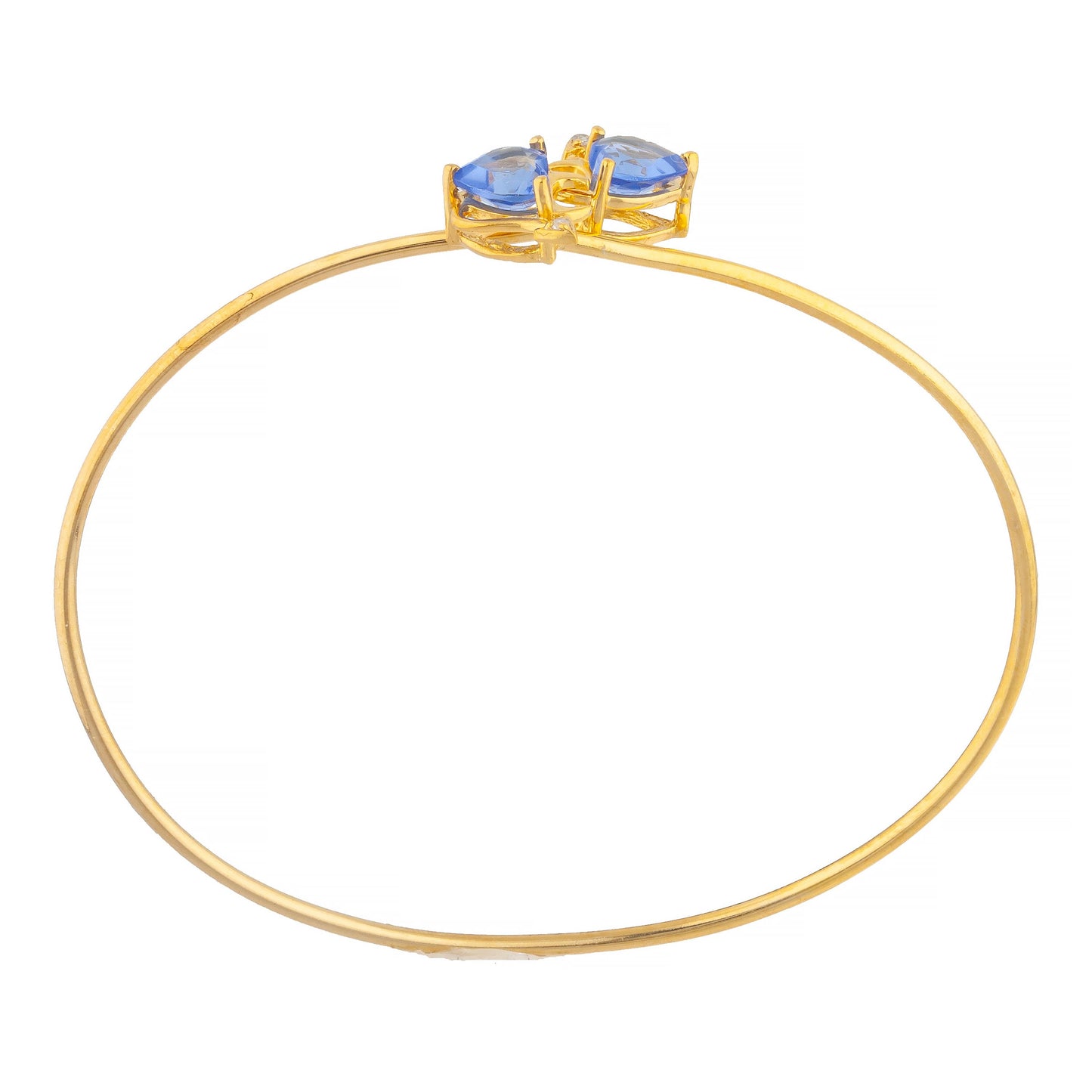 Tanzanite & Diamond Devil Heart Bangle Bracelet 14Kt Yellow Gold Rose Gold Silver