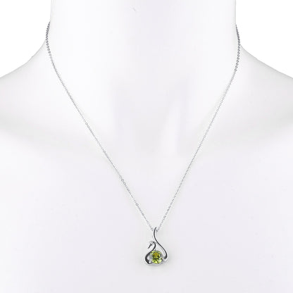 Peridot & Diamond Swan Pendant .925 Sterling Silver