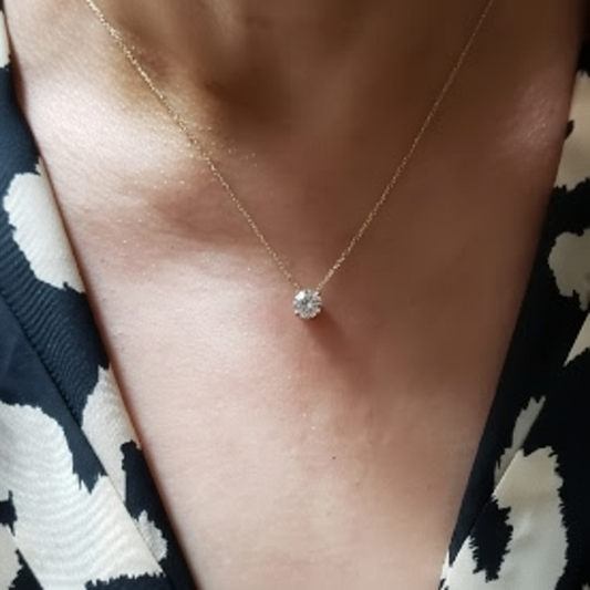 14Kt Gold 0.70 Ct Lab Created Diamond Solitaire Pendant Necklace
