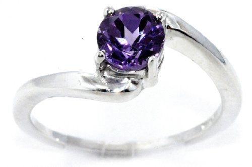 1 Ct Alexandrite Round Ring .925 Sterling Silver Rhodium Finish