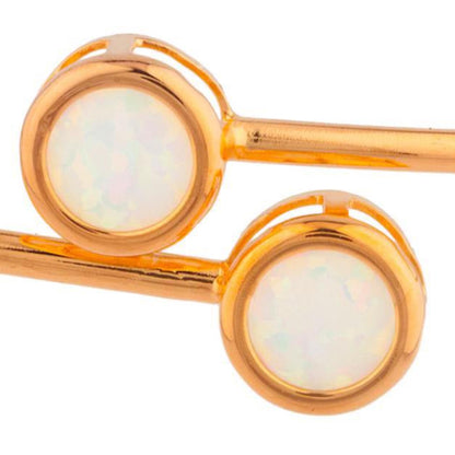 14Kt Rose Gold Plated Opal Round Bezel Bangle Bracelet