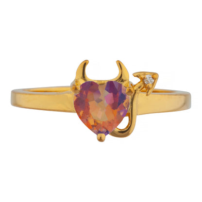 Natural Ecstasy Mystic Topaz & Diamond Devil Heart Ring 14Kt Yellow Gold Rose Gold Silver