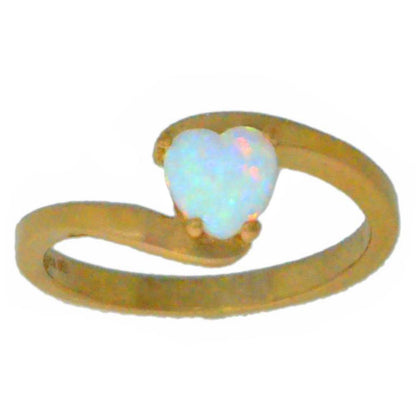 Opal Heart Ring 14Kt Yellow Gold Plated