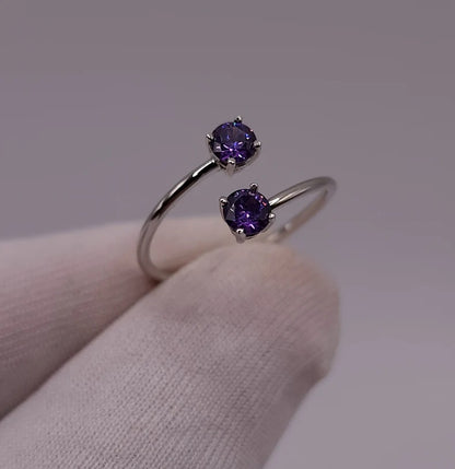 14Kt Gold 2 Stone Amethyst Ring