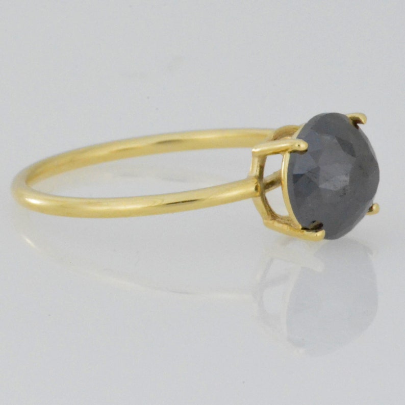 14Kt Gold 1.54 Ct Rose Cut Black Diamond Ring