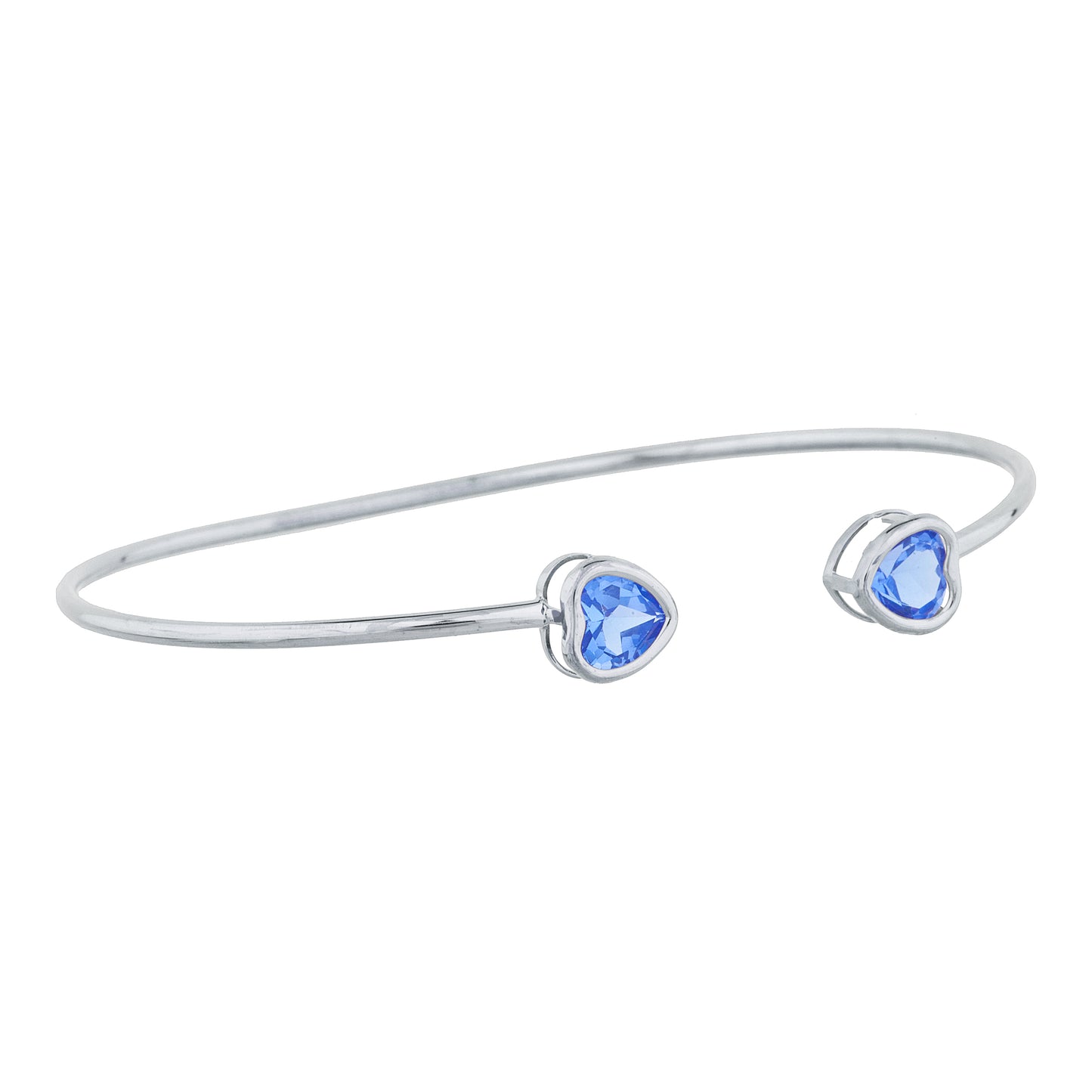 2 Ct Tanzanite Heart Bezel Bangle Bracelet .925 Sterling Silver