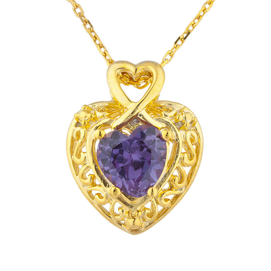 14Kt Yellow Gold Plated Alexandrite Heart Design Pendant