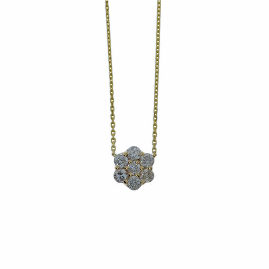 14Kt Gold 0.21 Ct Genuine Natural Diamond Cluster Pendant Necklace