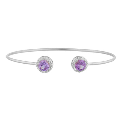 2 Ct Alexandrite & Diamond Round Bangle Bracelet .925 Sterling Silver