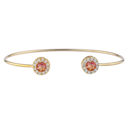 14Kt Gold Natural Ecstasy Mystic Topaz Halo Design Bangle Bracelet