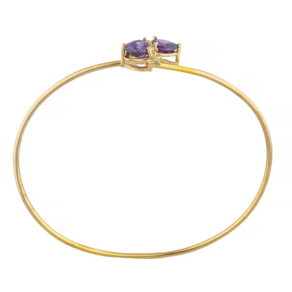 14Kt Gold Amethyst & Diamond Devil Heart Bangle Bracelet