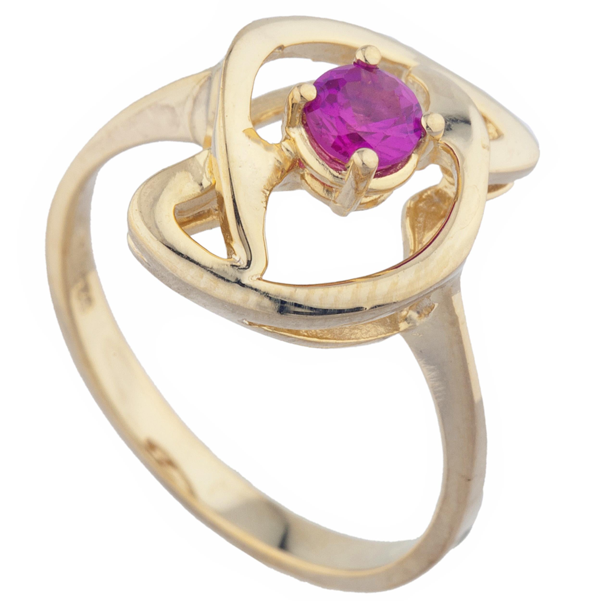 14Kt Gold Created Ruby Infinity Design Ring