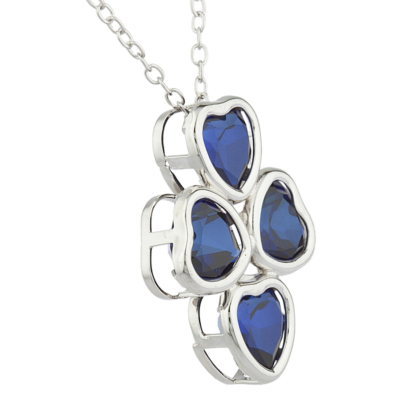 Blue Sapphire Heart Bezel Pendant .925 Sterling Silver