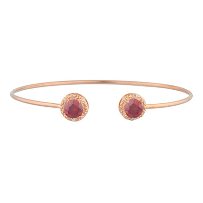 14Kt Gold Garnet & Diamond Round Bangle Bracelet