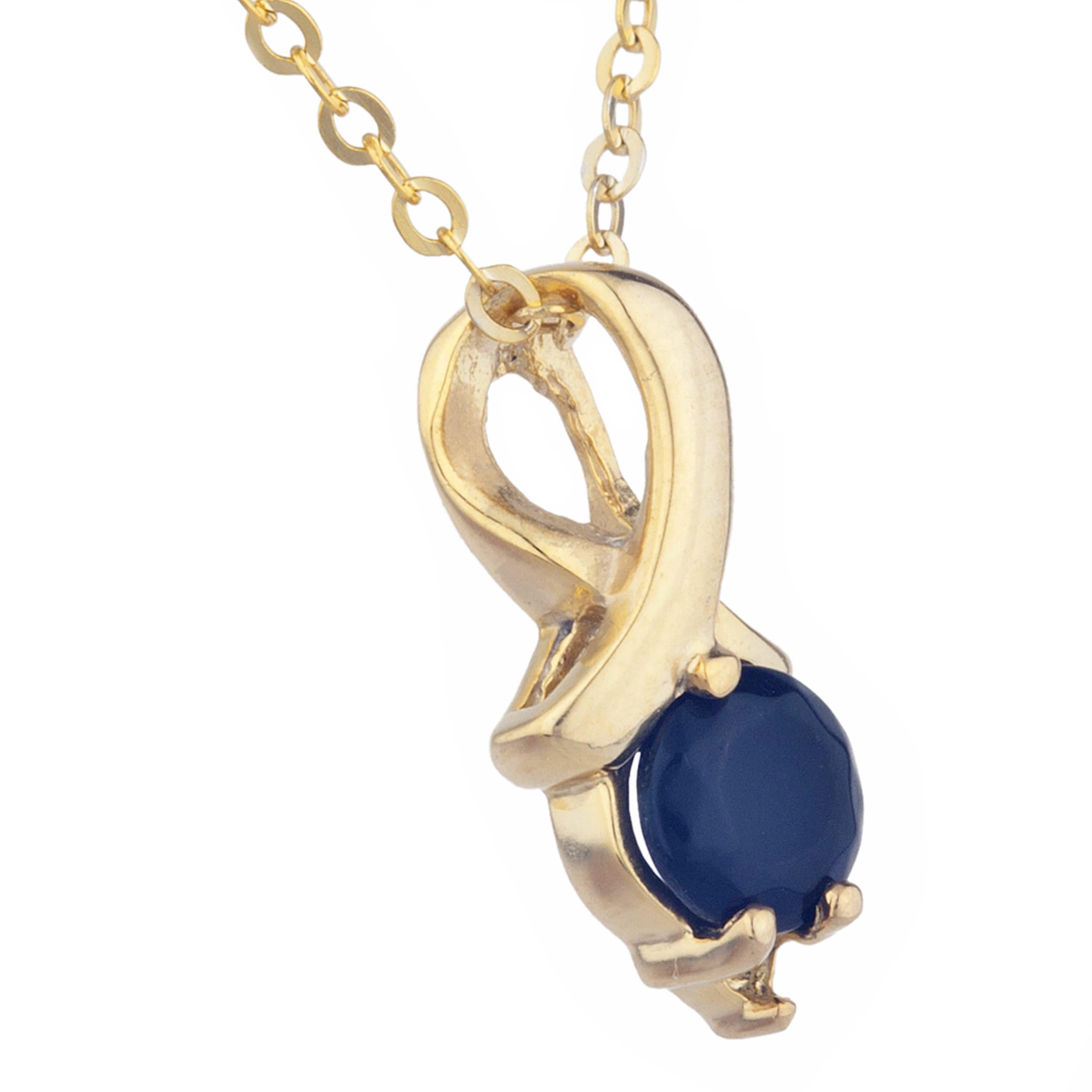 14Kt Gold Genuine Black Onyx & Diamond Round Design Pendant Necklace