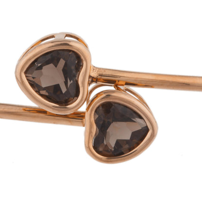 14Kt Rose Gold Plated Genuine Smoky Topaz Heart Bezel Bangle Bracelet