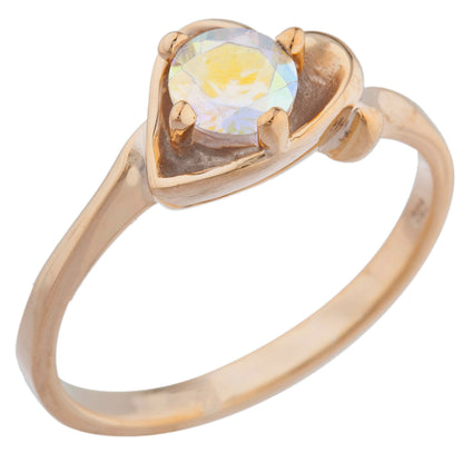 14Kt Gold Natural Mercury Mist Mystic Topaz Round Heart Ring