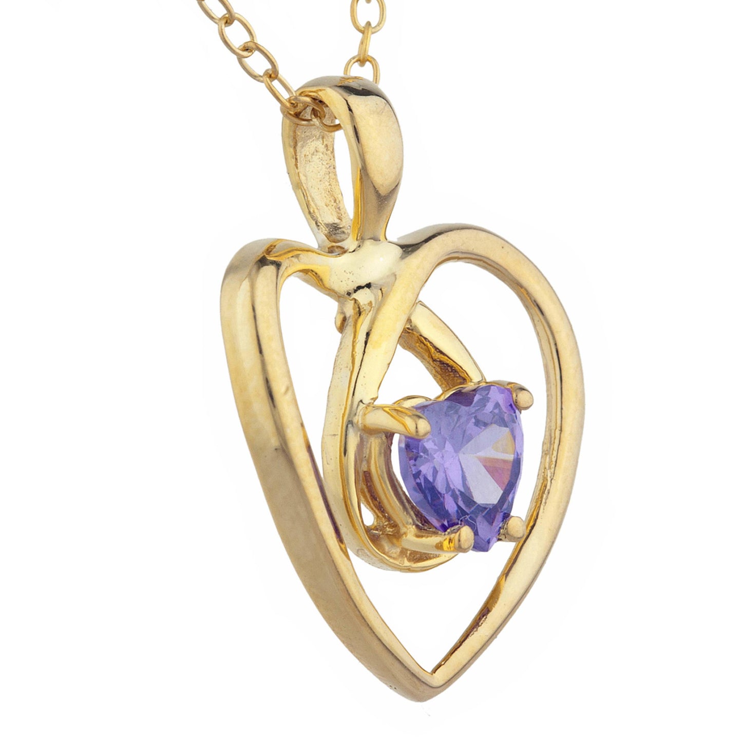 14Kt Gold Alexandrite Heart Design Pendant Necklace