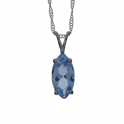 14Kt Gold Aquamarine Marquise Pendant Necklace