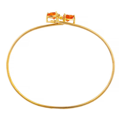 Orange Citrine & Diamond Devil Heart Bangle Bracelet 14Kt Yellow Gold Rose Gold Silver