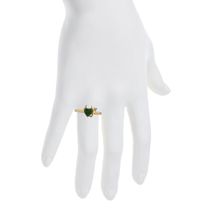 14Kt Gold Emerald & Diamond Devil Heart Ring