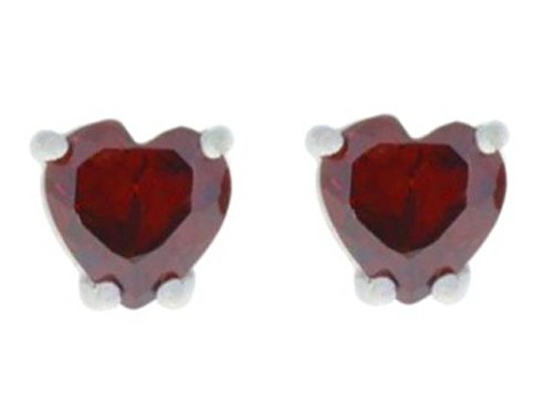 2 Ct Garnet Heart Stud Earrings 14Kt White Gold