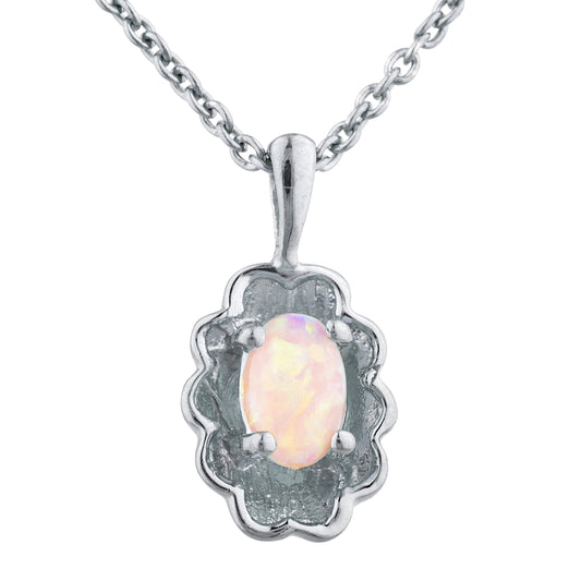 Pink Opal Oval Design Pendant .925 Sterling Silver