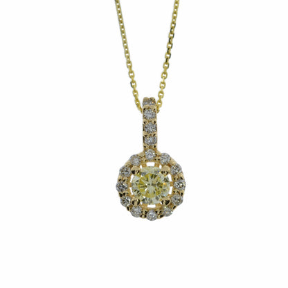 14Kt Gold 0.98 Ct Diamond Halo Pendant Necklace