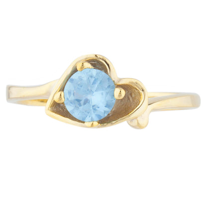 14Kt Gold Blue Topaz Round Heart Ring