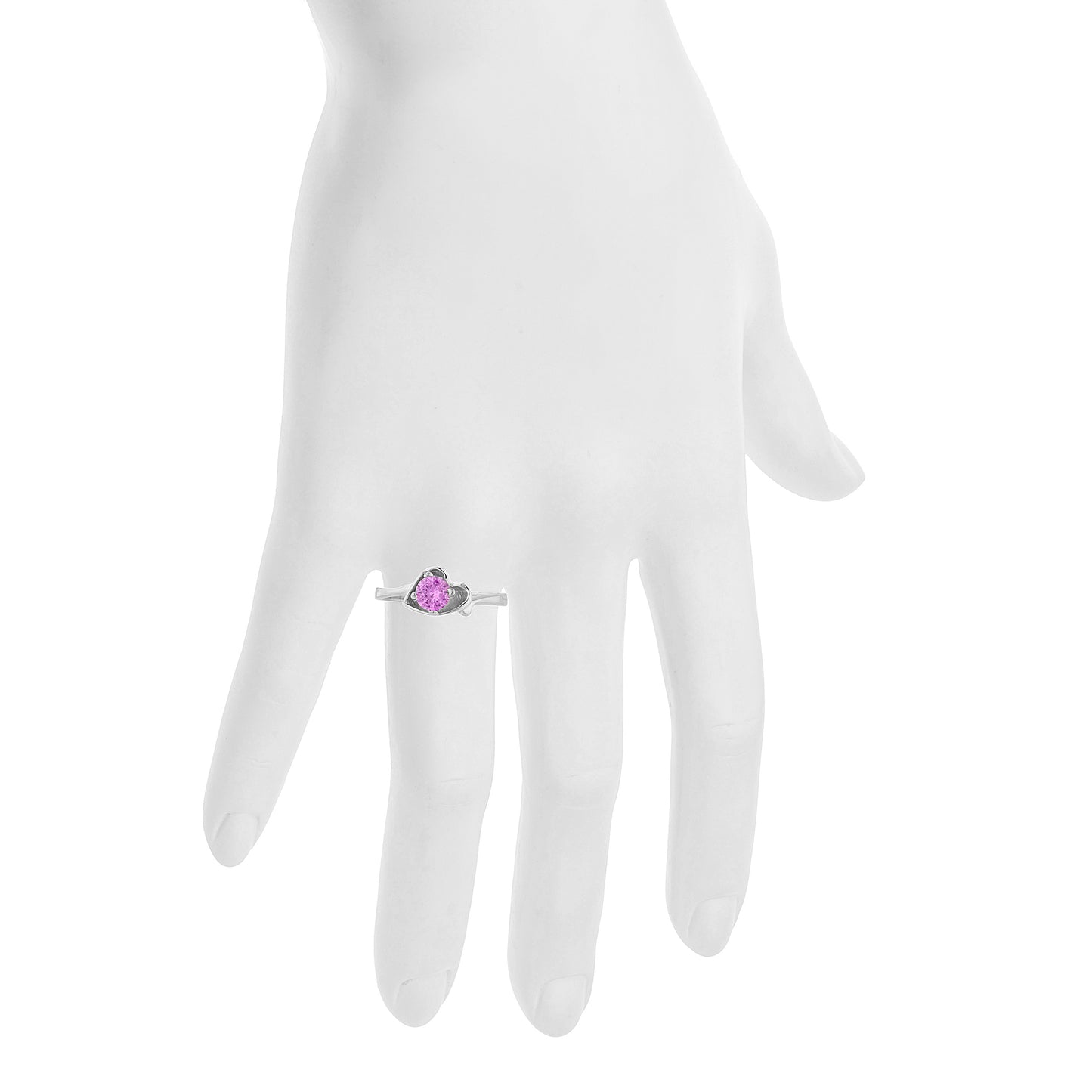 14Kt Gold Pink Sapphire Round Heart Ring