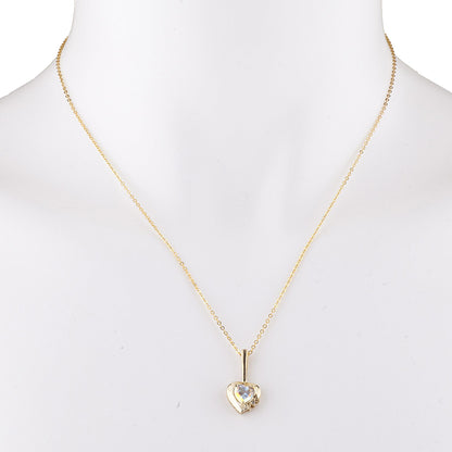 14Kt Gold Natural Mercury Mist Mystic Topaz & Diamond Heart Design Pendant Necklace