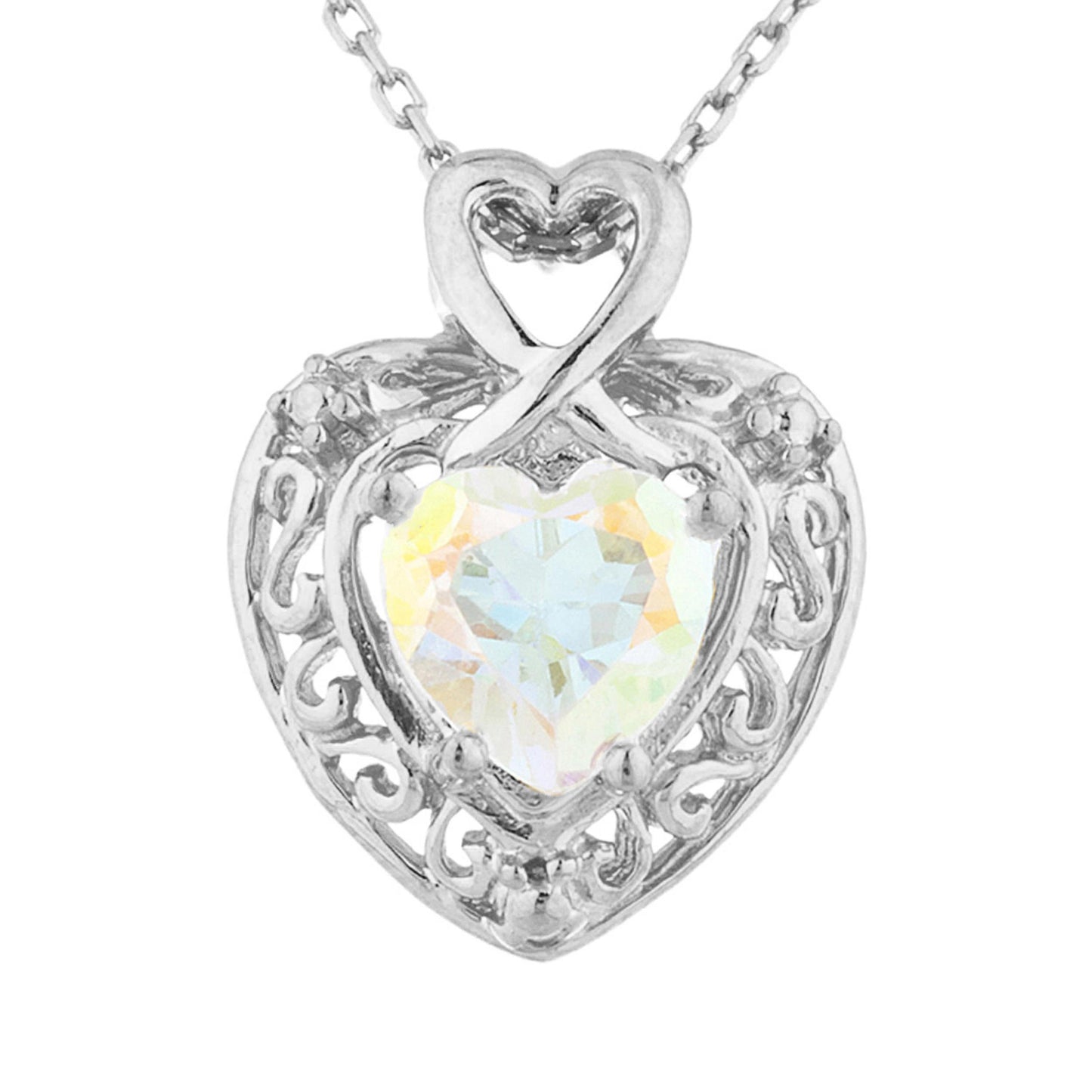 1.5 Ct Natural Mercury Mist Mystic Topaz Heart Design Pendant .925 Sterling Silver