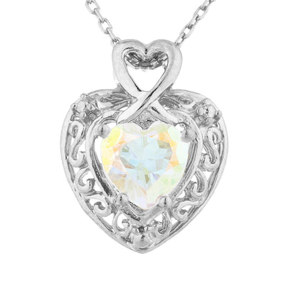 1.5 Ct Natural Mercury Mist Mystic Topaz Heart Design Pendant .925 Sterling Silver