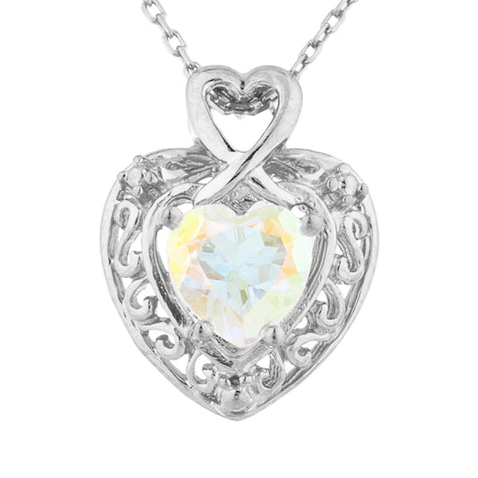 1.5 Ct Natural Mercury Mist Mystic Topaz Heart Design Pendant .925 Sterling Silver