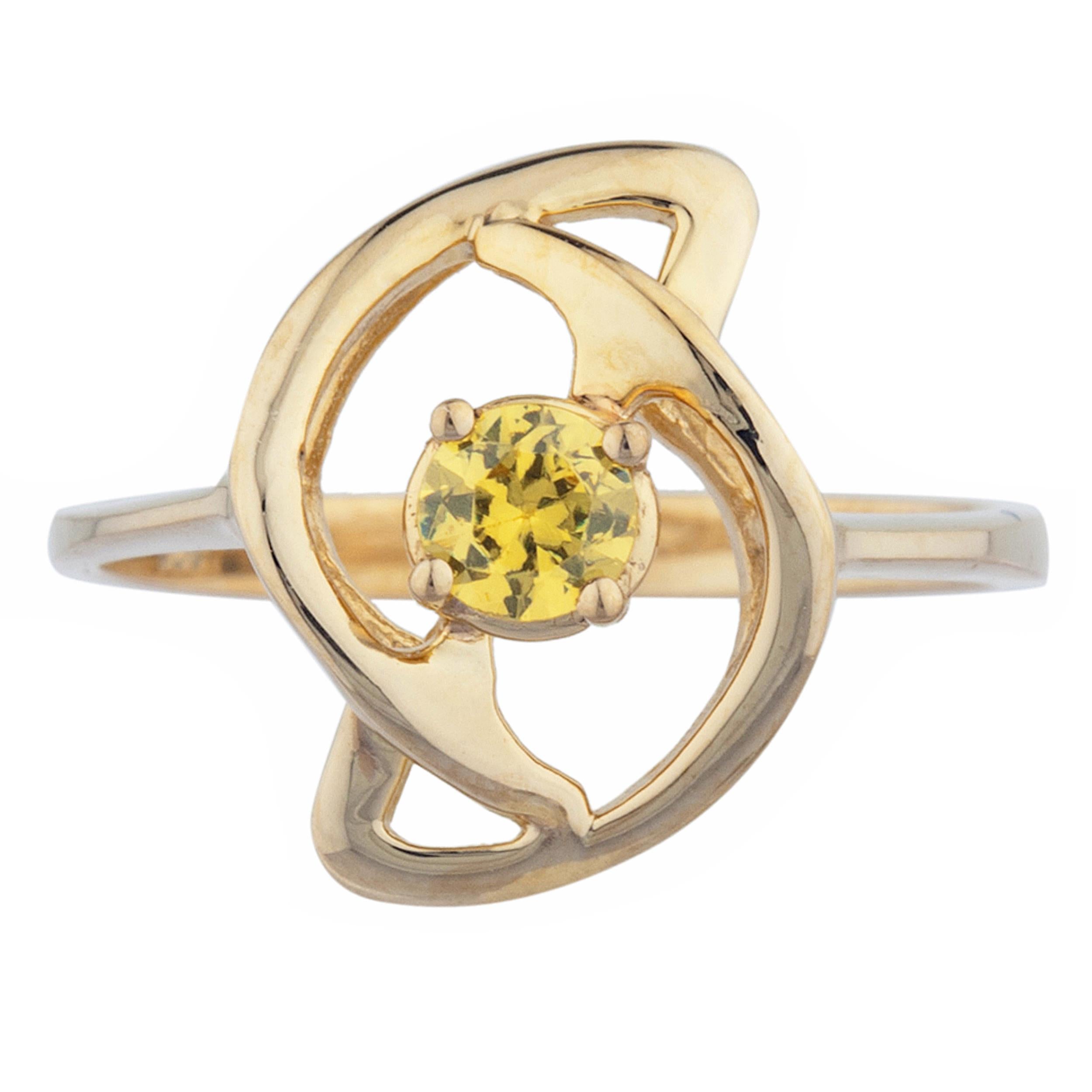 14Kt Gold Yellow Citrine Infinity Design Ring