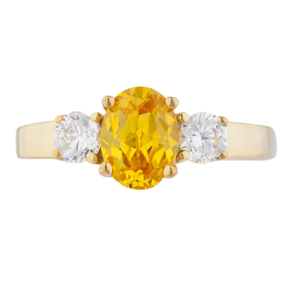 14Kt Gold 2 Ct Yellow Citrine & Zirconia Oval Ring