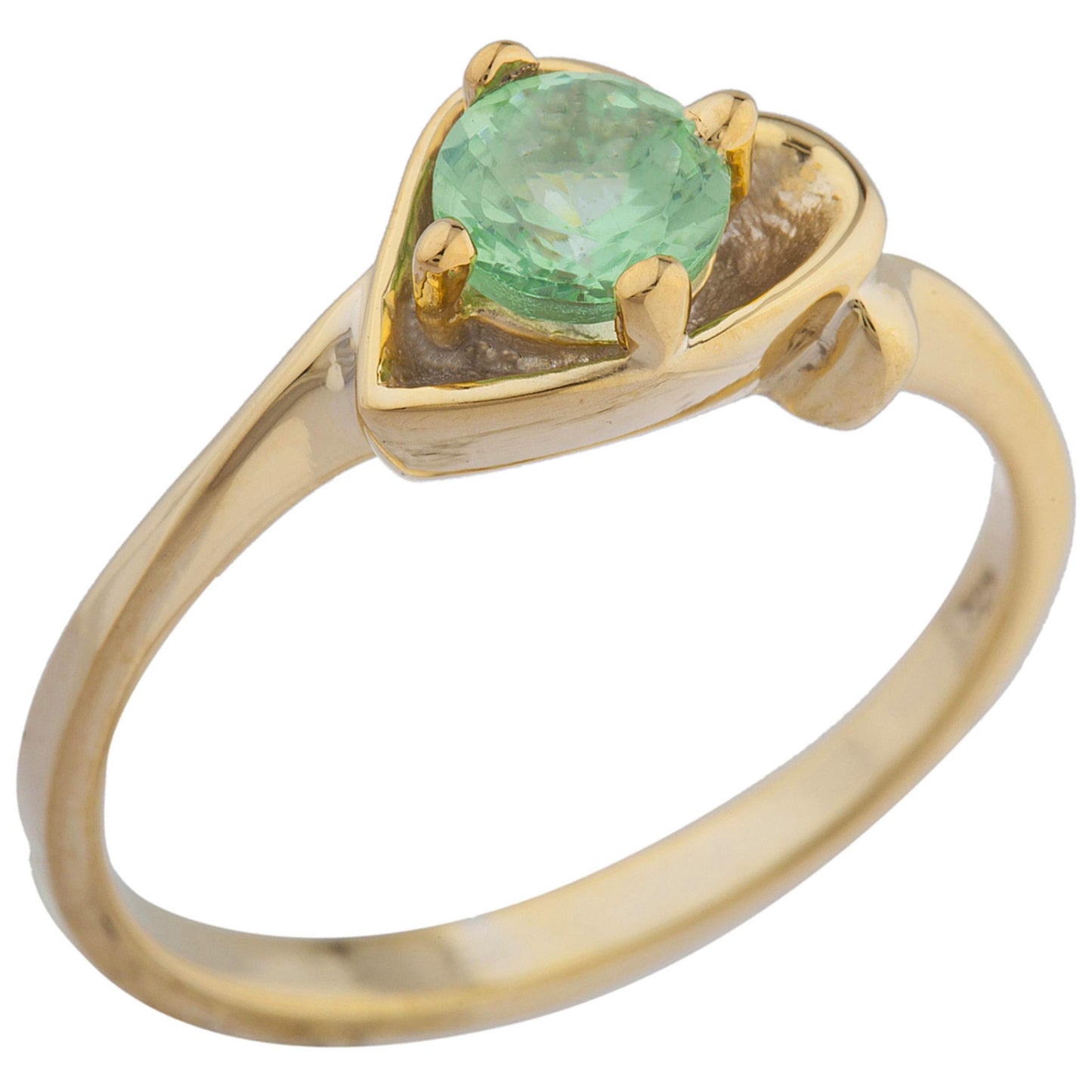 14Kt Gold Green Sapphire Round Heart Ring