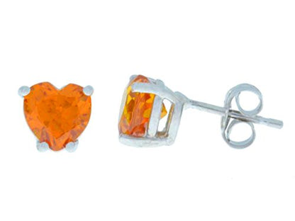 2 Ct Citrine Heart Stud Earrings 14Kt White Gold