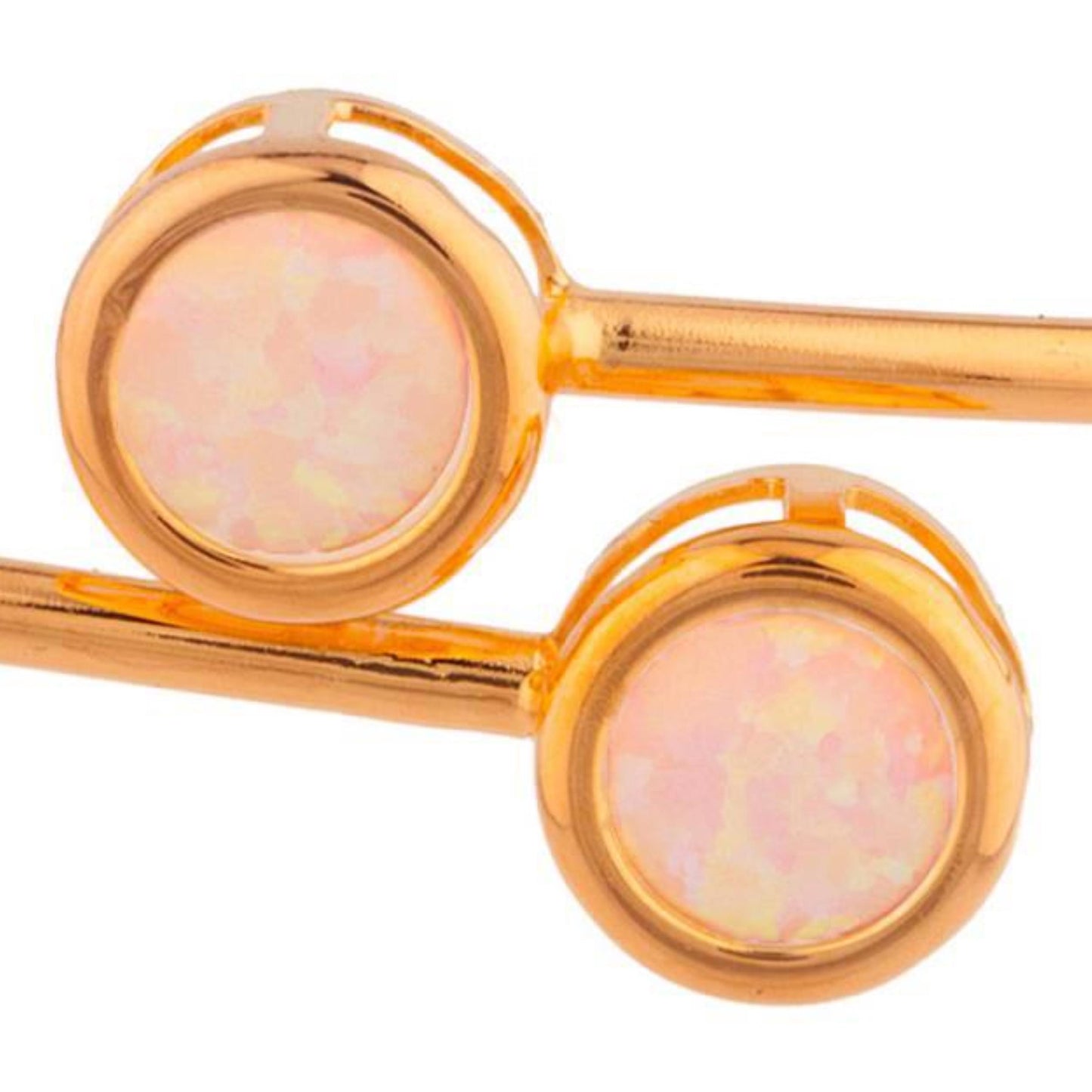 14Kt Rose Gold Plated Pink Opal Round Bezel Bangle Bracelet