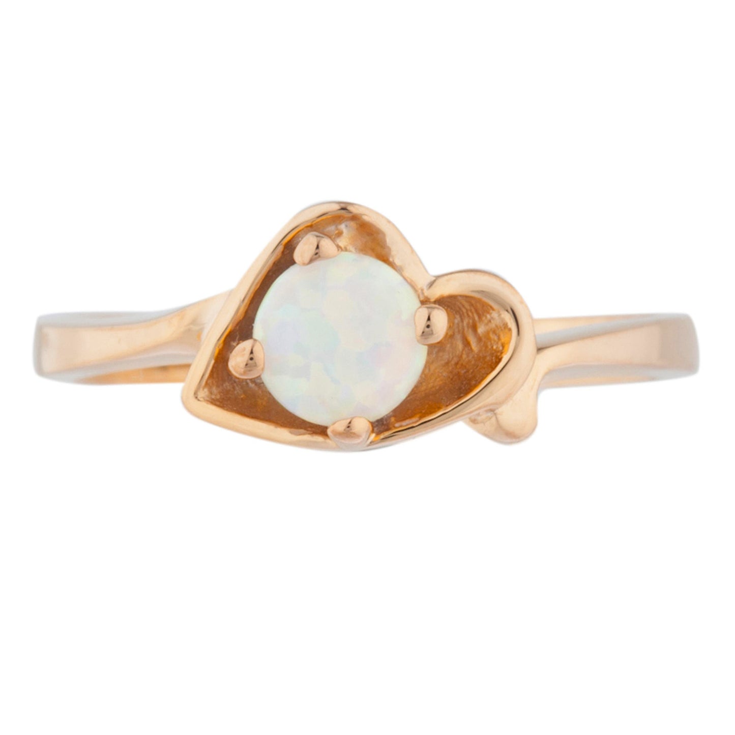 14Kt Gold Opal Round Heart Ring