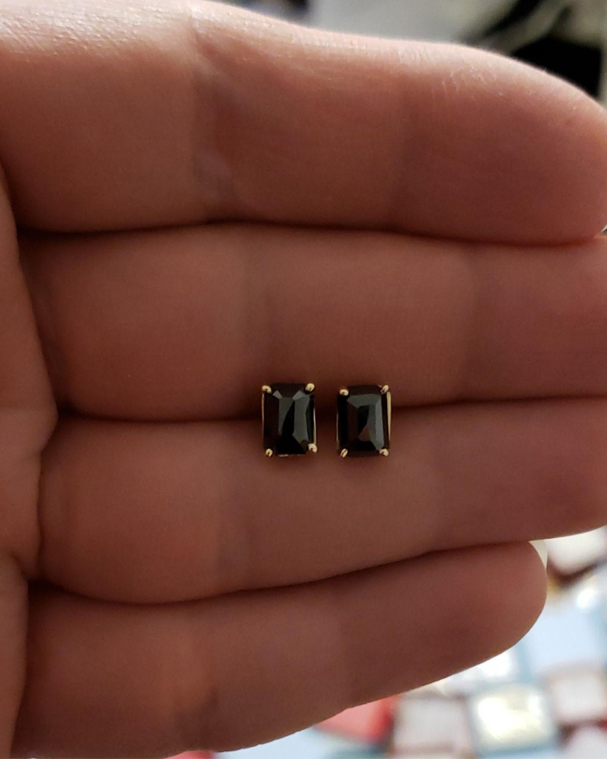 14Kt Gold 2.20 Ct Rose Cut Black Diamond Stud Earrings