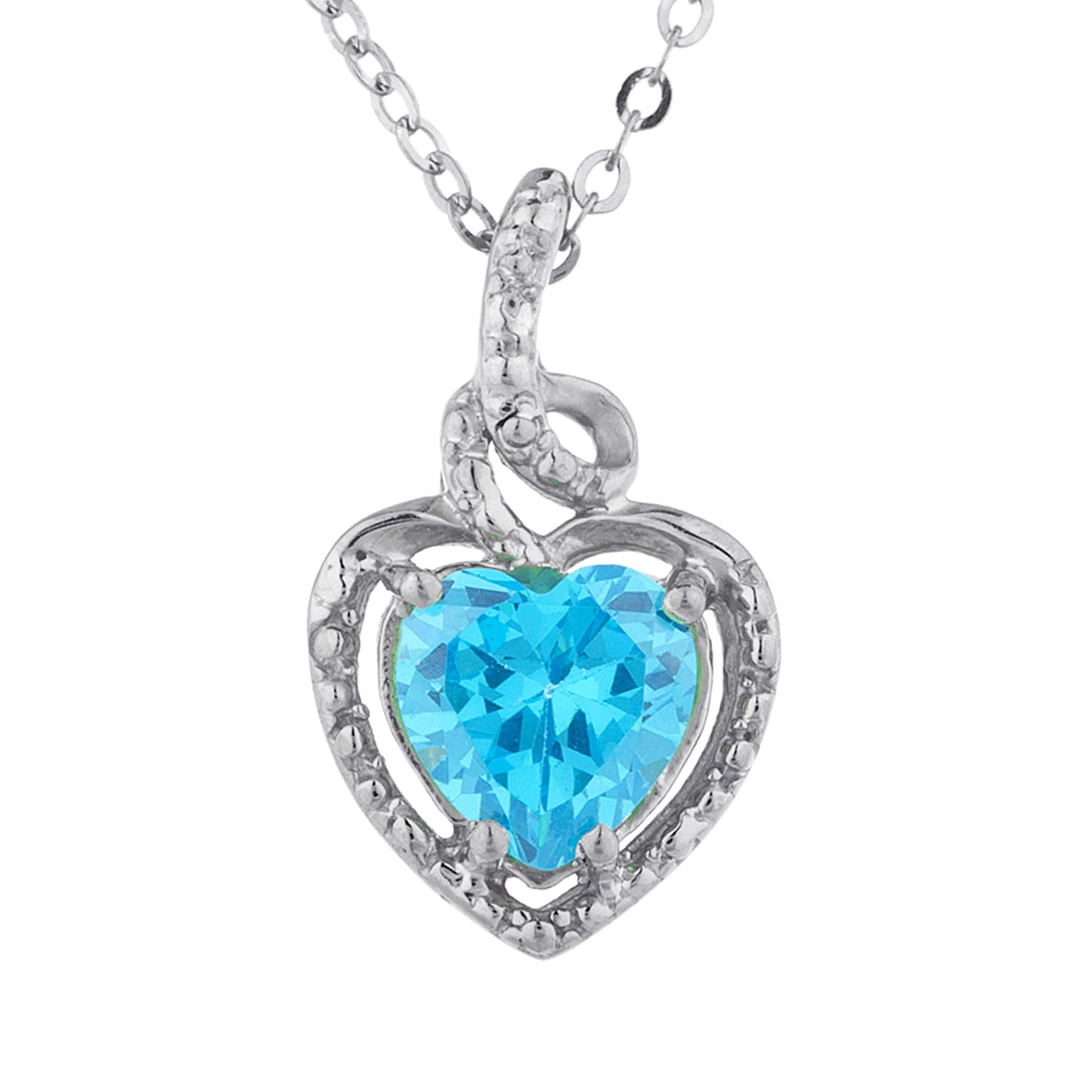 1.5 Ct Swiss Blue Topaz Heart Design Pendant .925 Sterling Silver