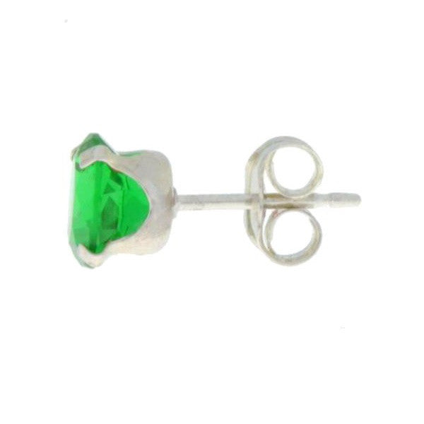 Emerald Round Stud Earrings .925 Sterling Silver