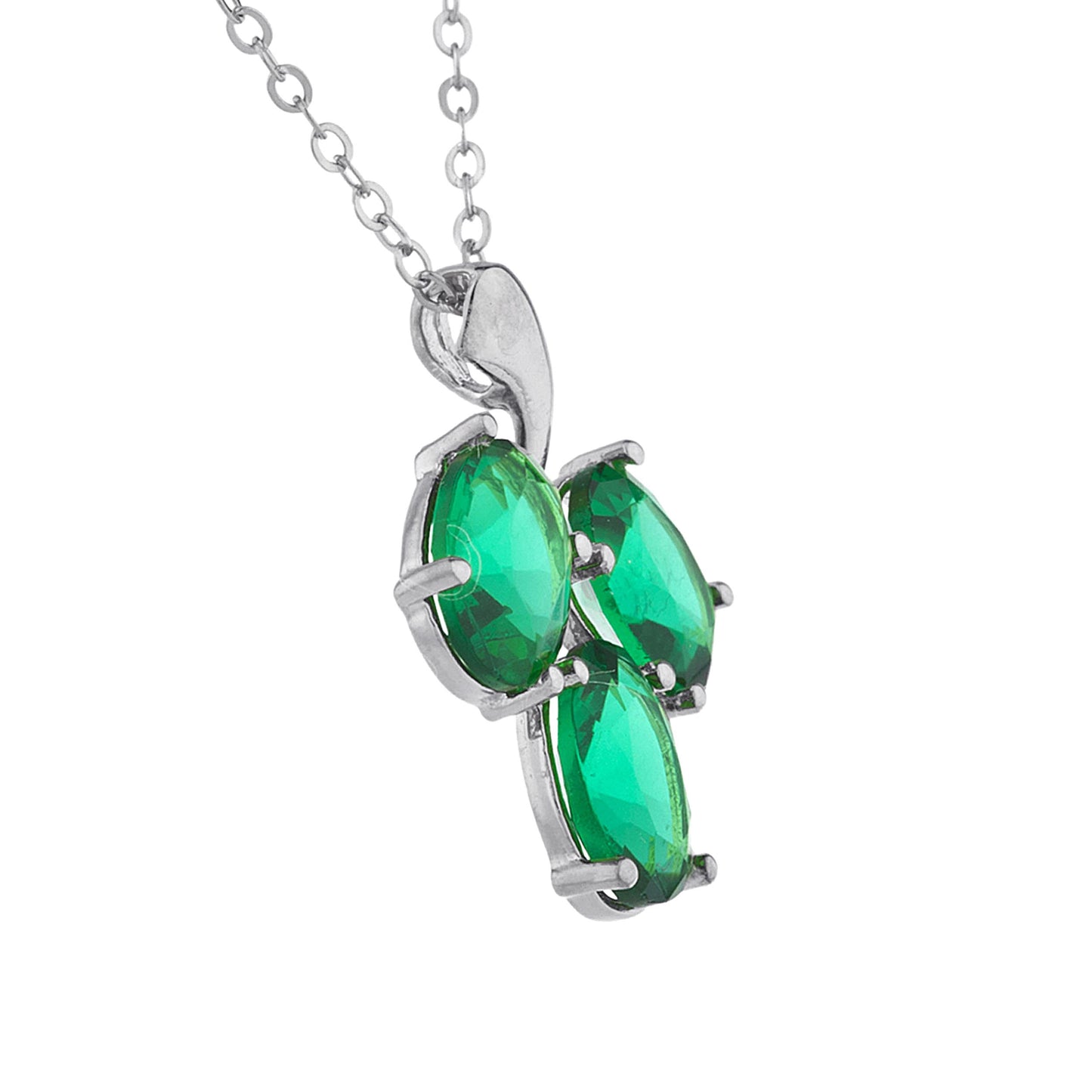 4.5 Ct Emerald Oval Design Pendant .925 Sterling Silver