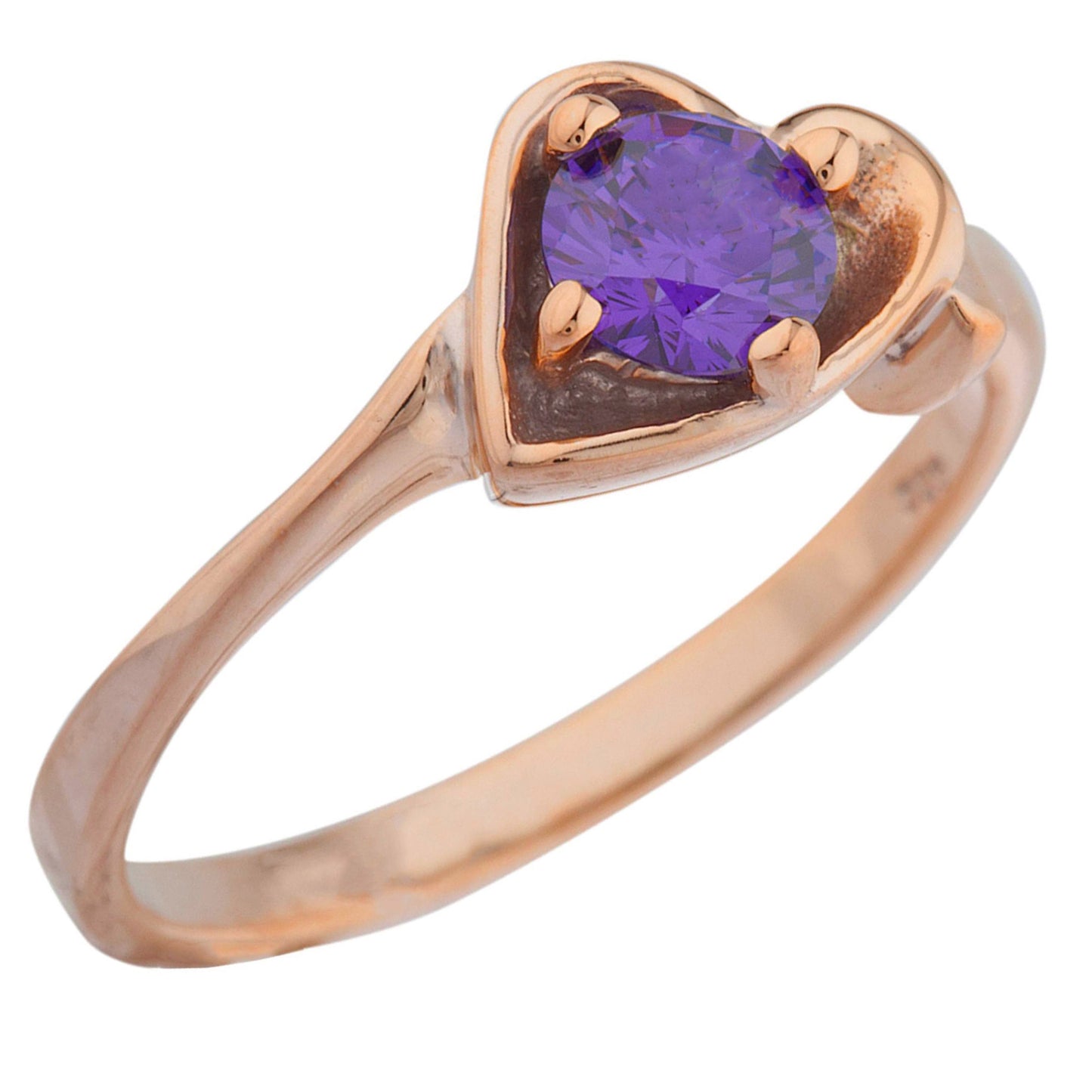 14Kt Gold Amethyst Round Heart Ring