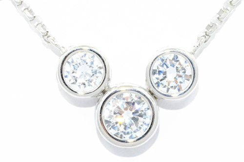 2 Carat Zirconia Round Bezel Pendant .925 Sterling Silver Rhodium Finish