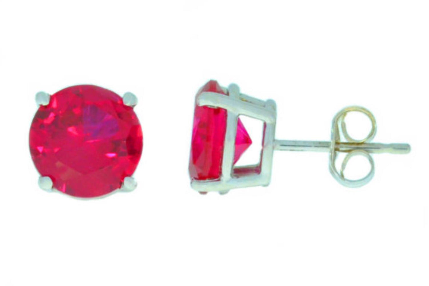 4 Ct Ruby Round Stud Earrings .925 Sterling Silver