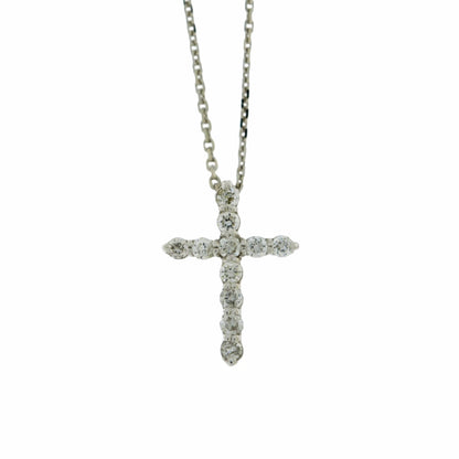 14Kt Gold 0.10 Ct Genuine Natural Diamond Cross Pendant Necklace